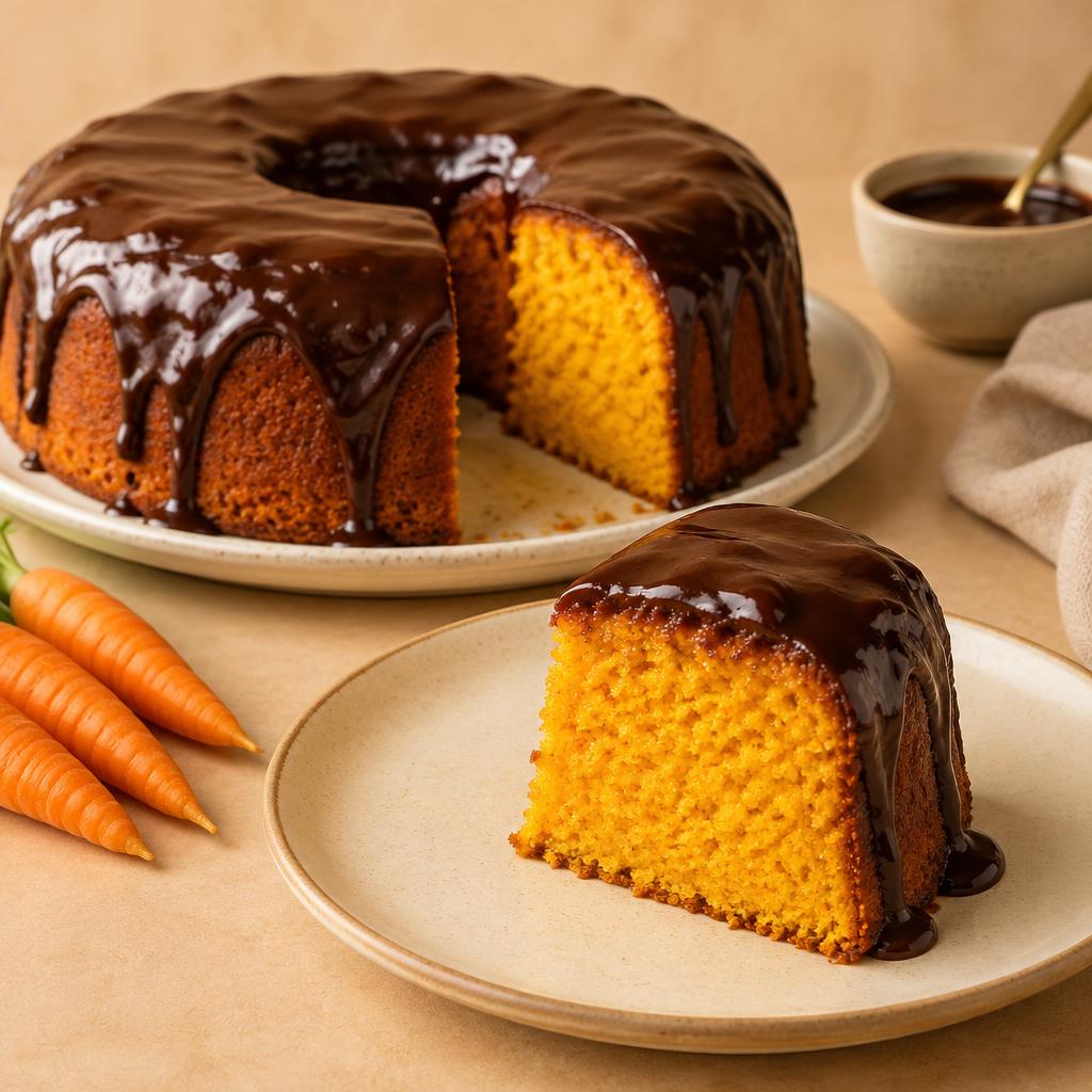 Bolo de cenoura com chocolate